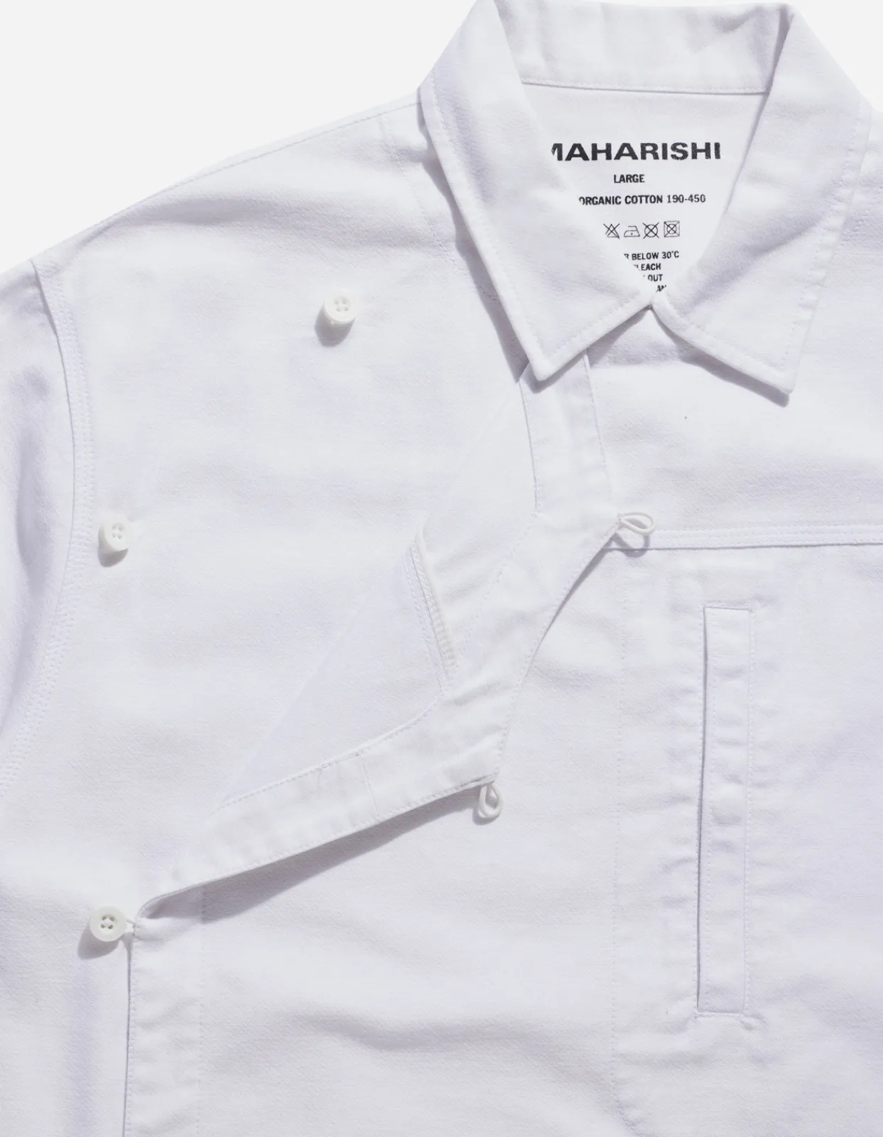 Shirts*Maharishi 4512 Asym Monk Shirt White