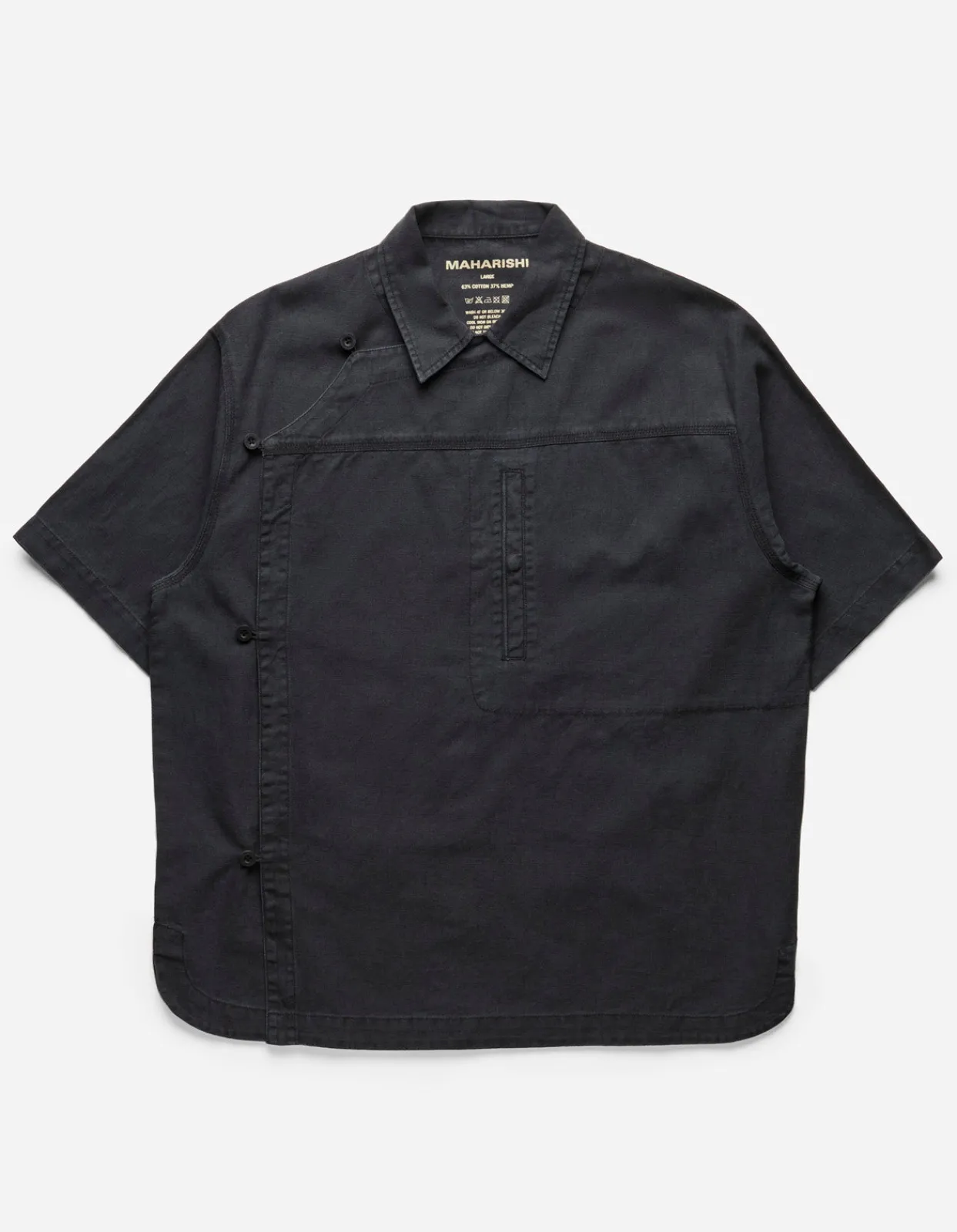 Shirts*Maharishi 4512 Asym Monk Shirt Black