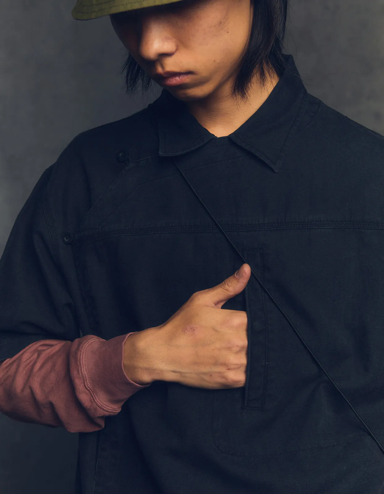 Shirts*Maharishi 4512 Asym Monk Shirt Black