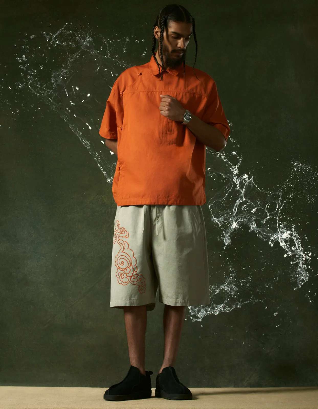 Shirts*Maharishi 4298 Asym Monk Shirt Rust