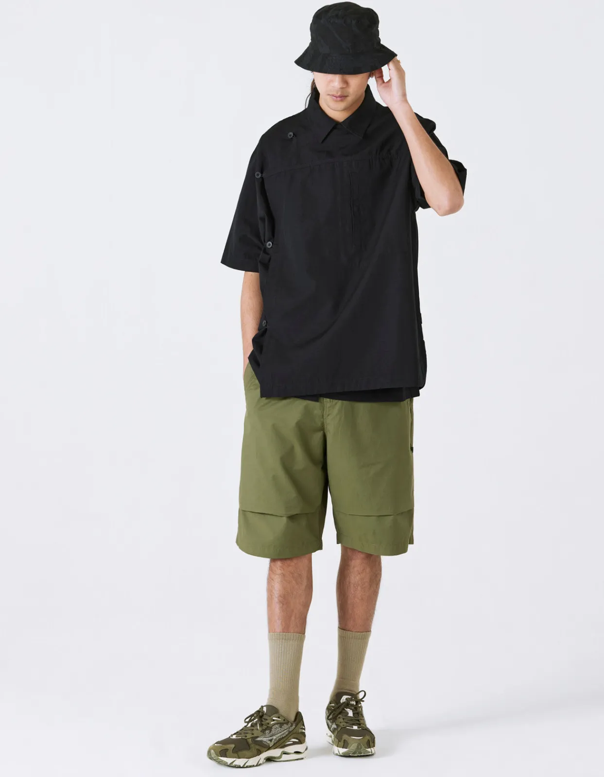 Shirts*Maharishi 4298 Asym Monk Shirt Black