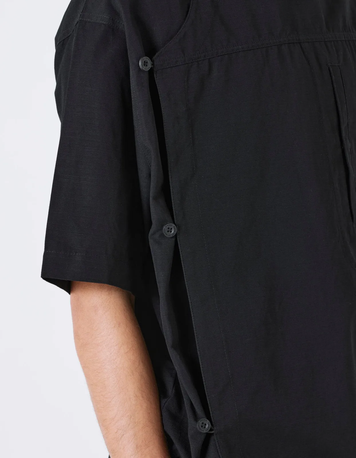 Shirts*Maharishi 4298 Asym Monk Shirt Black