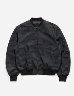 Jackets*Maharishi 4289 Camo Reversible Flight Jacket Subdued Night/Black