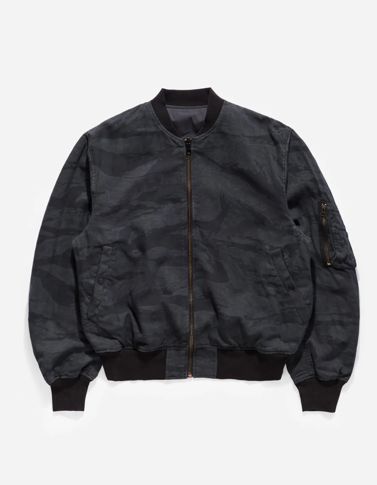 Jackets*Maharishi 4289 Camo Reversible Flight Jacket Subdued Night/Black