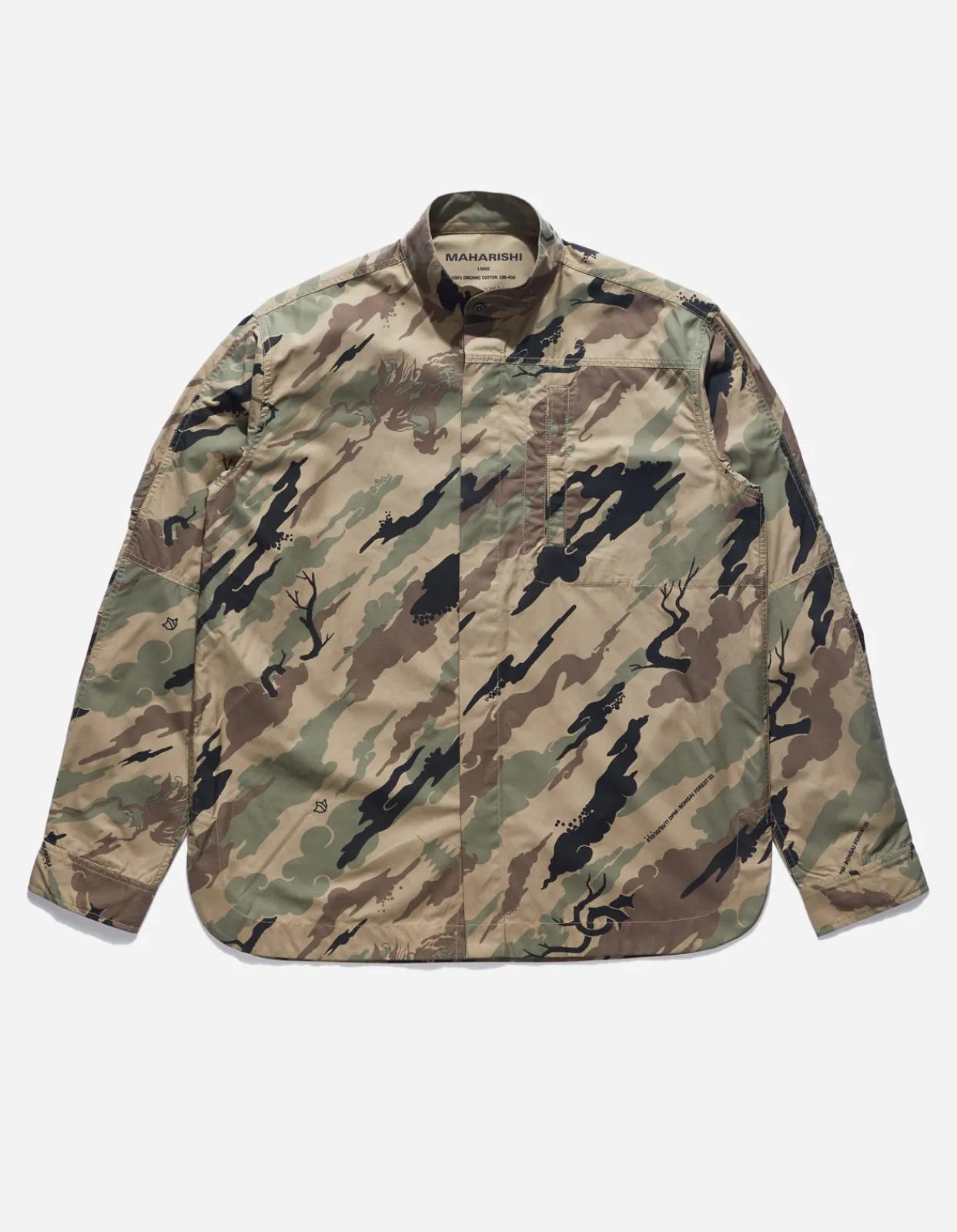 Shirts*Maharishi 4522 Camo Stand Collar Shirt Woodland