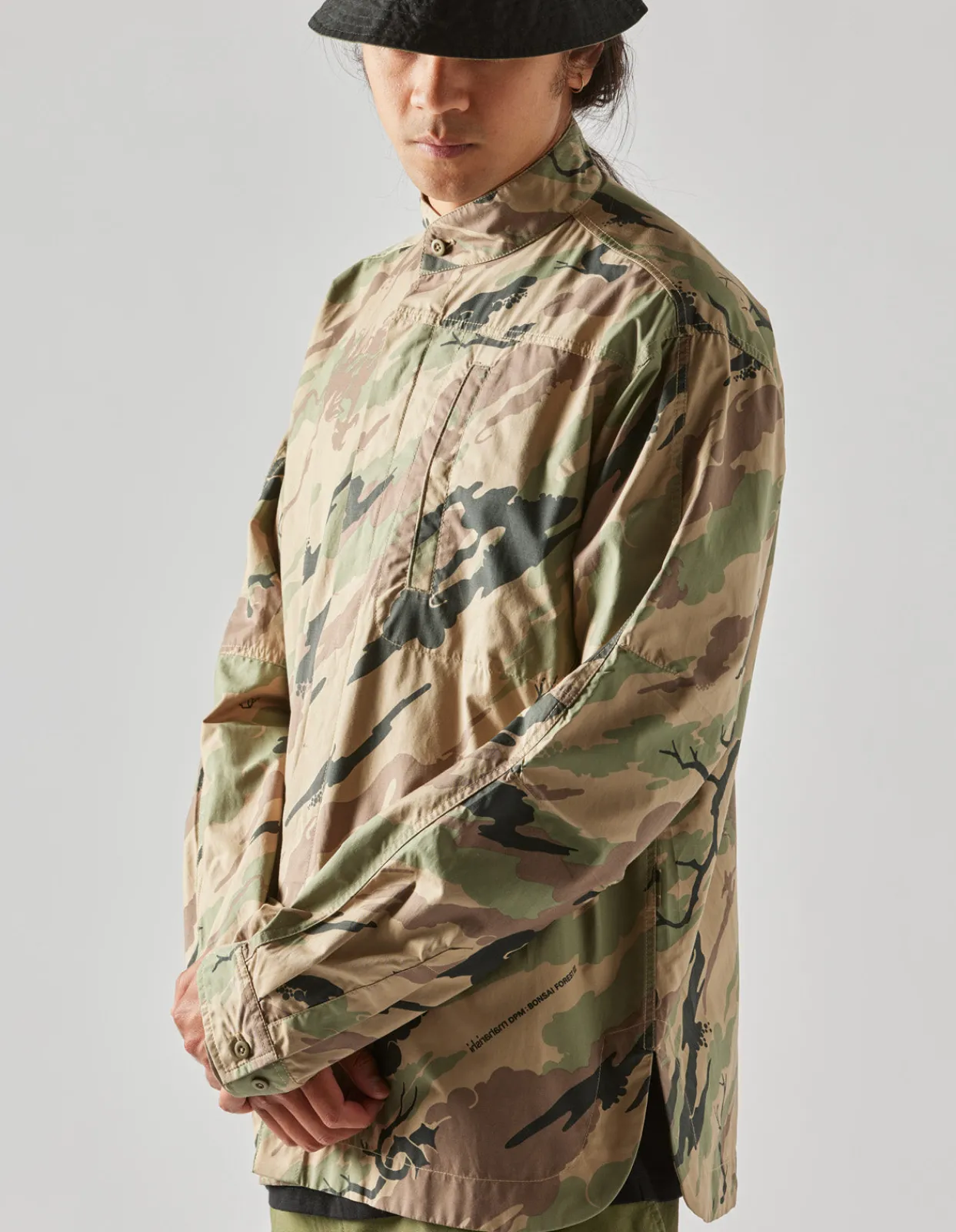 Shirts*Maharishi 4522 Camo Stand Collar Shirt Woodland