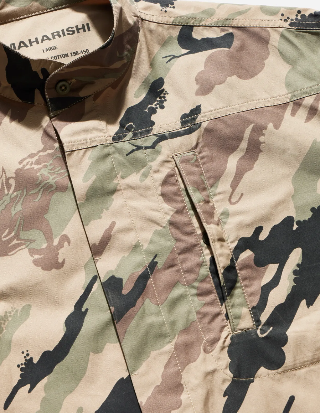 Shirts*Maharishi 4522 Camo Stand Collar Shirt Woodland