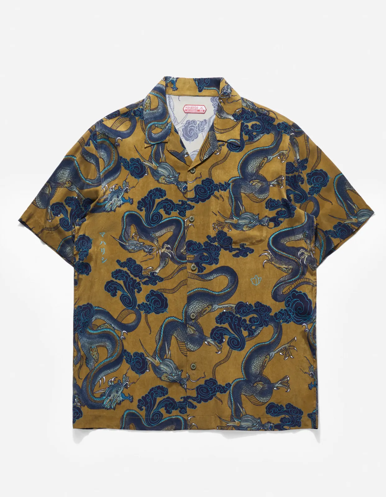 Shirts*Maharishi 4234 Cloud Dragon Camp Collar Shirt Olive