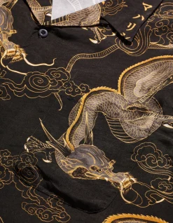 Shirts*Maharishi 4234 Cloud Dragon Camp Collar Shirt Golden Black