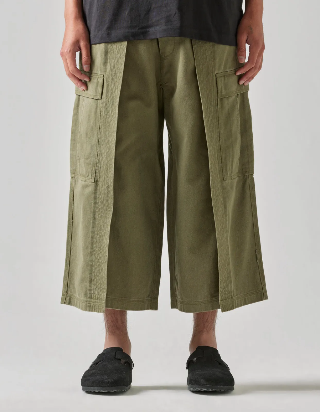 Cargo Pants*Maharishi 4511 Cropped U.S. Hakama Track Pants Olive Og-107F