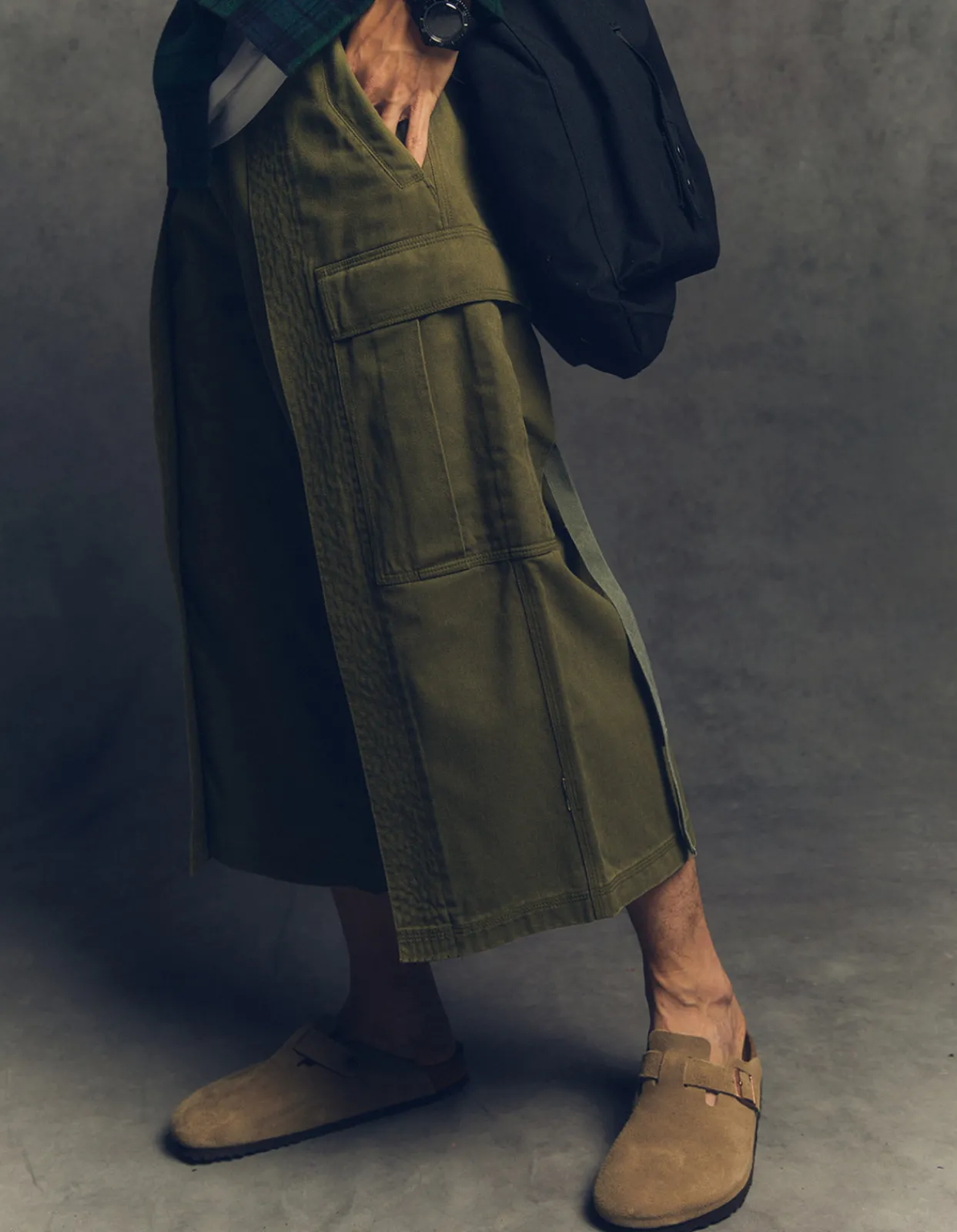 Cargo Pants*Maharishi 4511 Cropped U.S. Hakama Track Pants Olive Og-107F