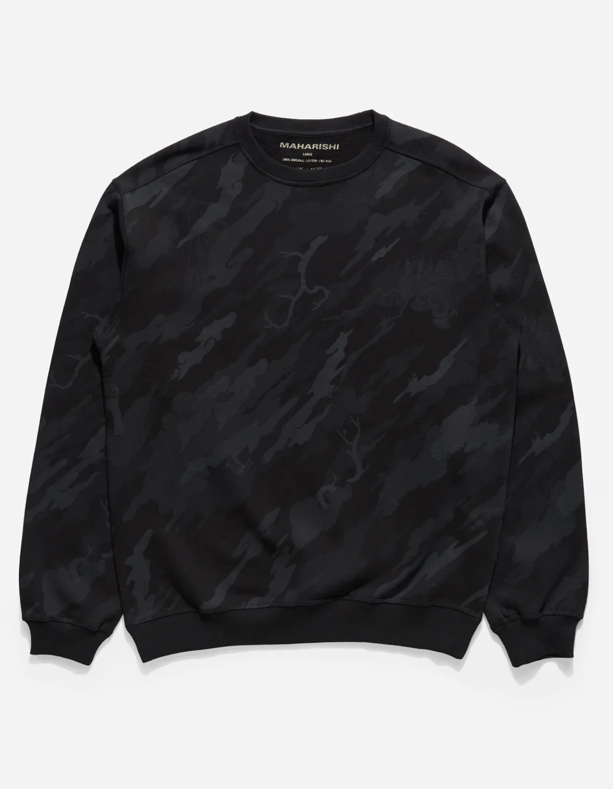 Crew Sweats*Maharishi 4320 Dpm:Bonsai Forest Organic Crew Sweat Subdued Night