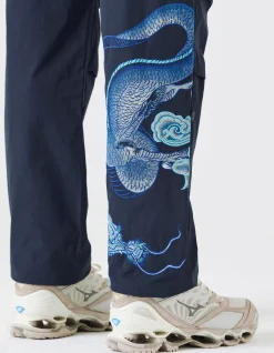 Original Snopants*Maharishi 4215 Dragon Embroidered Straight Snopants® Navy Blue