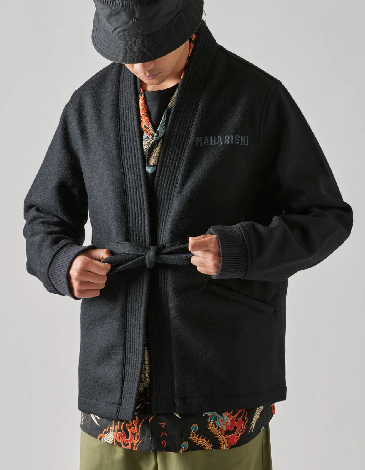 Kimonos*Maharishi 4533 Duality Stadium Kimono Tonal Black
