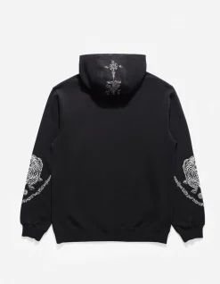Hooded Sweats*Maharishi 4280 Duelling Tigers Embroidered Hooded Sweat Black