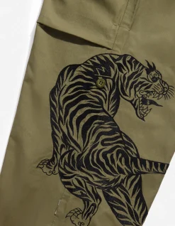 Original Snopants*Maharishi 4282 Duelling Tigers Embroidered Loose Snopants® Olive Og-107F