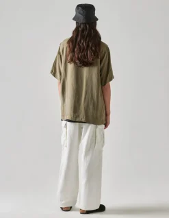 Shirts*Maharishi 4508 Flying Cranes Embroidered Shirt Maha Olive