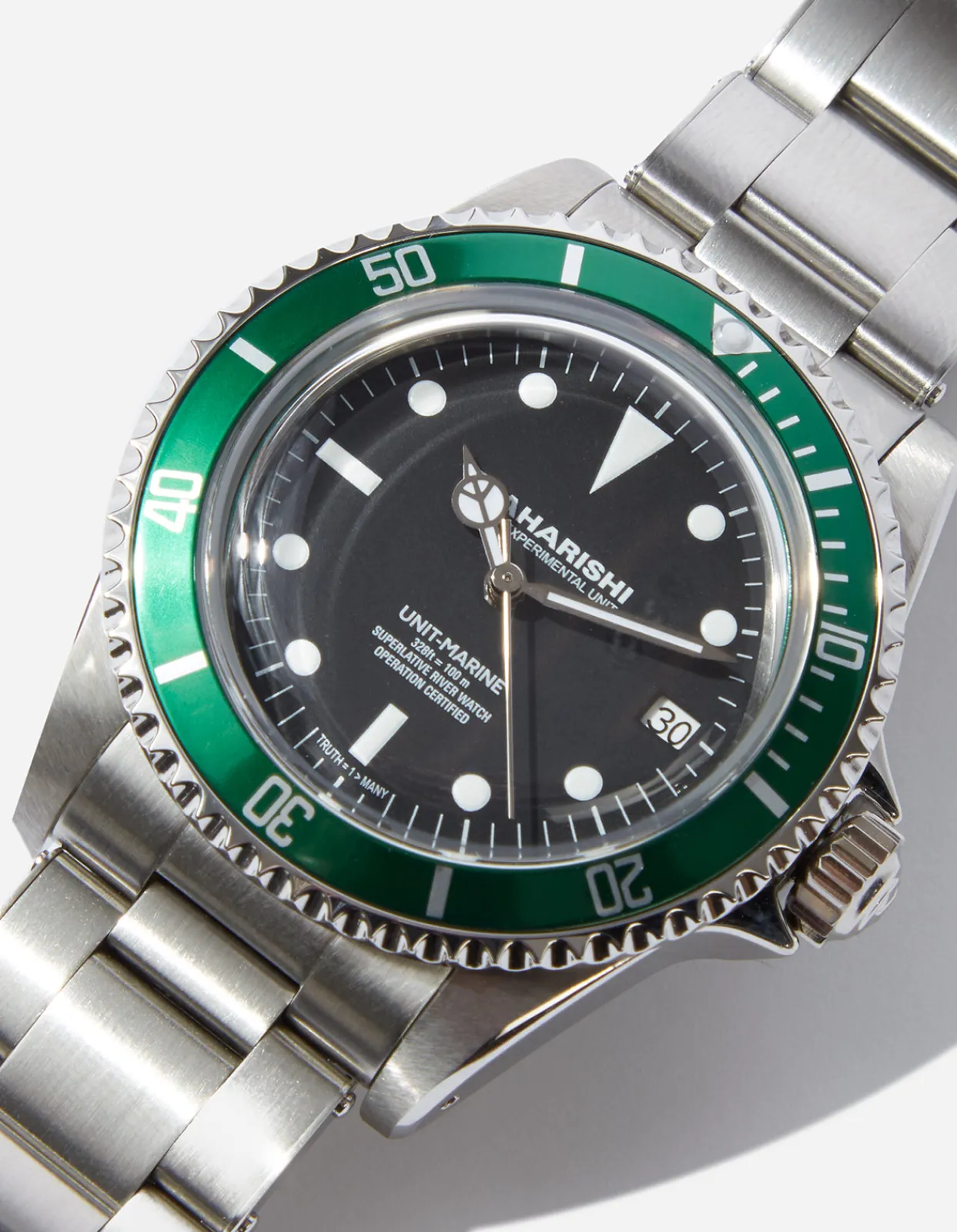 Lifestyle*Maharishi 9500 Green Marine Watch Steel Silver