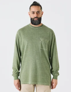 Long Sleeve T-Shirts*Maharishi 8010 Hemp Organic L/S Pocket T-Shirt Olive Og-107F