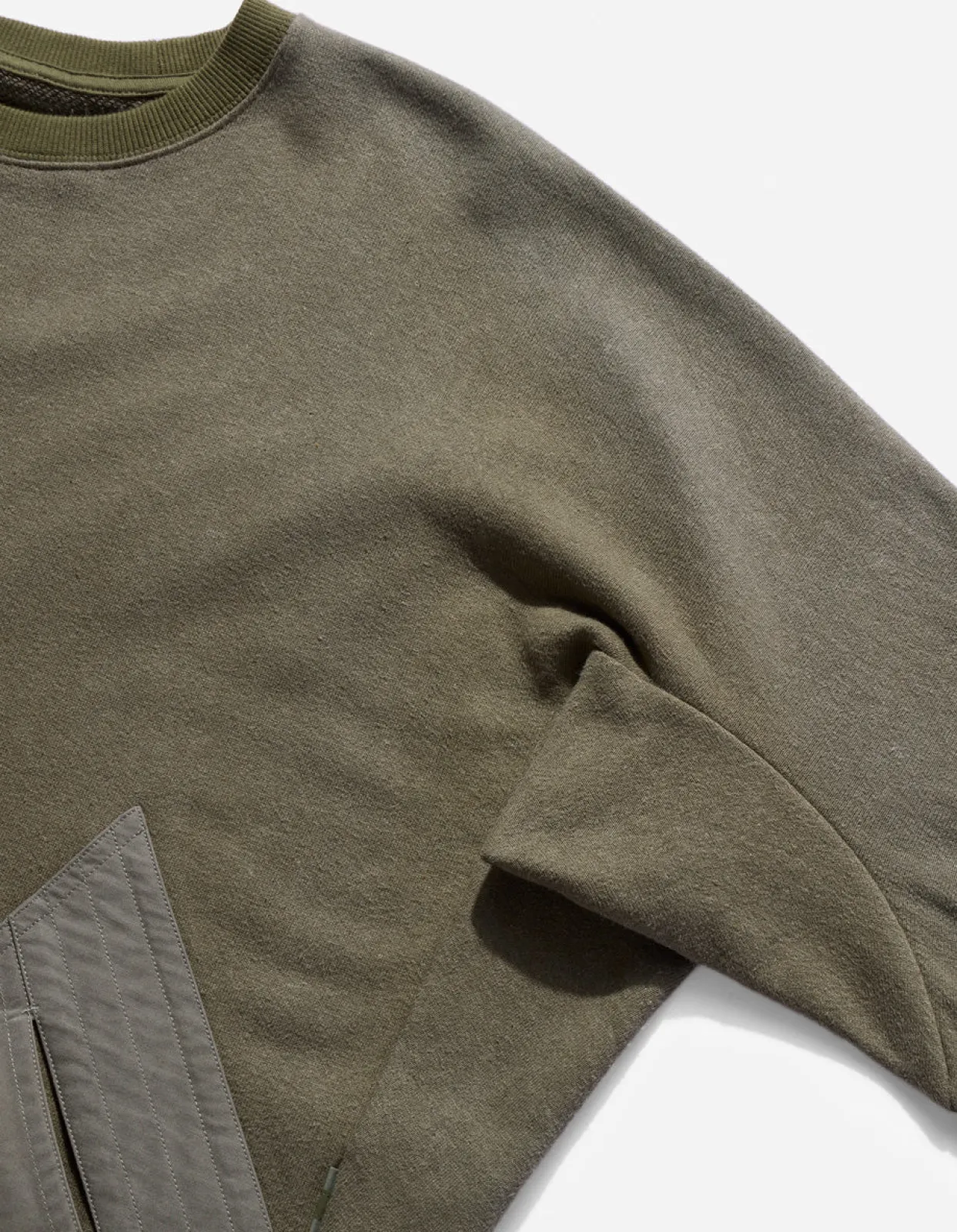Crew Sweats*Maharishi 4056 Kimono-Cut Hemp Cordura® Crew Sweat Olive Og-107F