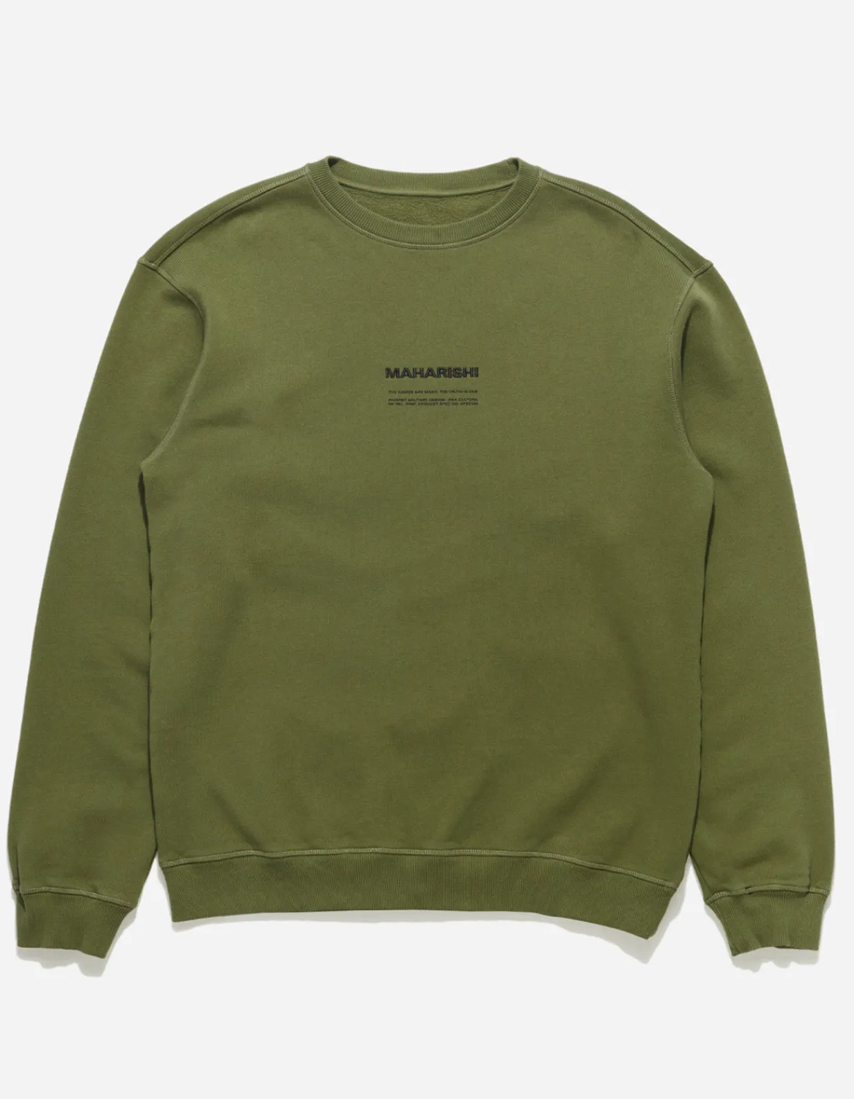 Crew Sweats*Maharishi 7011 Miltype Embroidered Crew Sweat · Organic Cotton Olive Og-107F