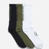 Socks*Maharishi 9890 Miltype Peace Sports Socks ·3 Pack Black/Olive/White
