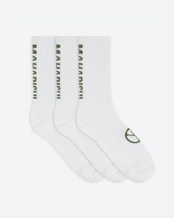 Socks*Maharishi 9890 Miltype Peace Sports Socks · 3 Pack White/White/White