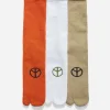 Socks*Maharishi 9891 Miltype Peace Tabi Sports Socks Rust/Sage/White
