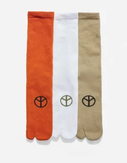 Socks*Maharishi 9891 Miltype Peace Tabi Sports Socks Rust/Sage/White