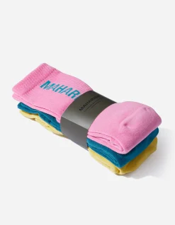 Socks*Maharishi 9891 Miltype Peace Tabi Sports Socks Magenta/Teal/Yellow