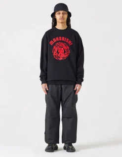Crew Sweats*Maharishi 1005 Paper-Cut Rabbit Crew Sweat Black