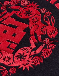 Crew Sweats*Maharishi 1005 Paper-Cut Rabbit Crew Sweat Black