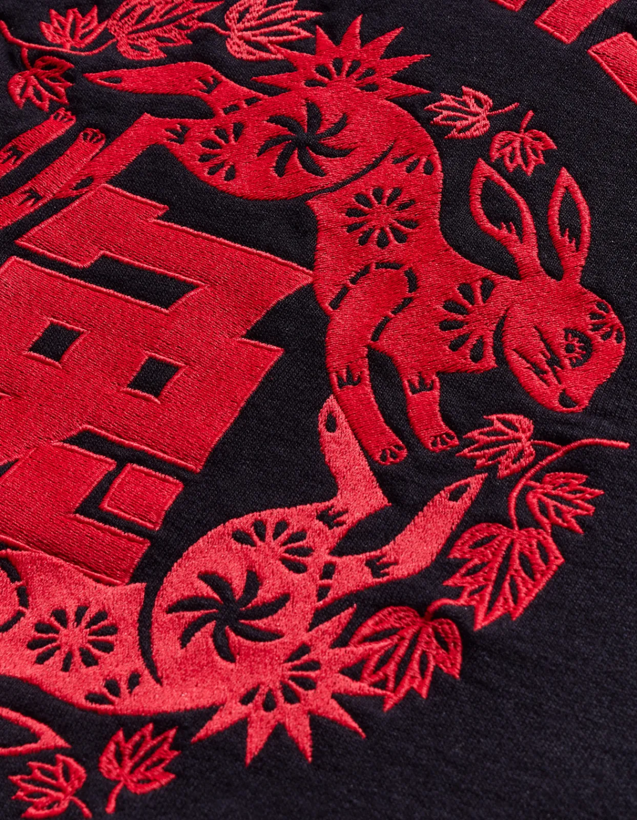 Crew Sweats*Maharishi 1005 Paper-Cut Rabbit Crew Sweat Black
