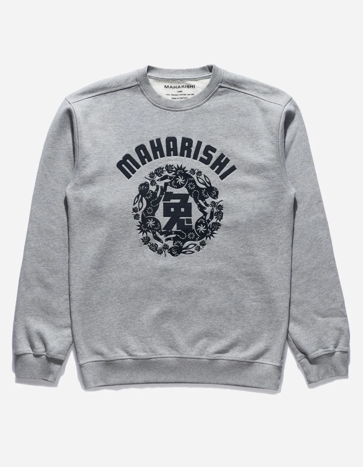 Crew Sweats*Maharishi 1005 Paper-Cut Rabbit Crew Sweat Grey Marl