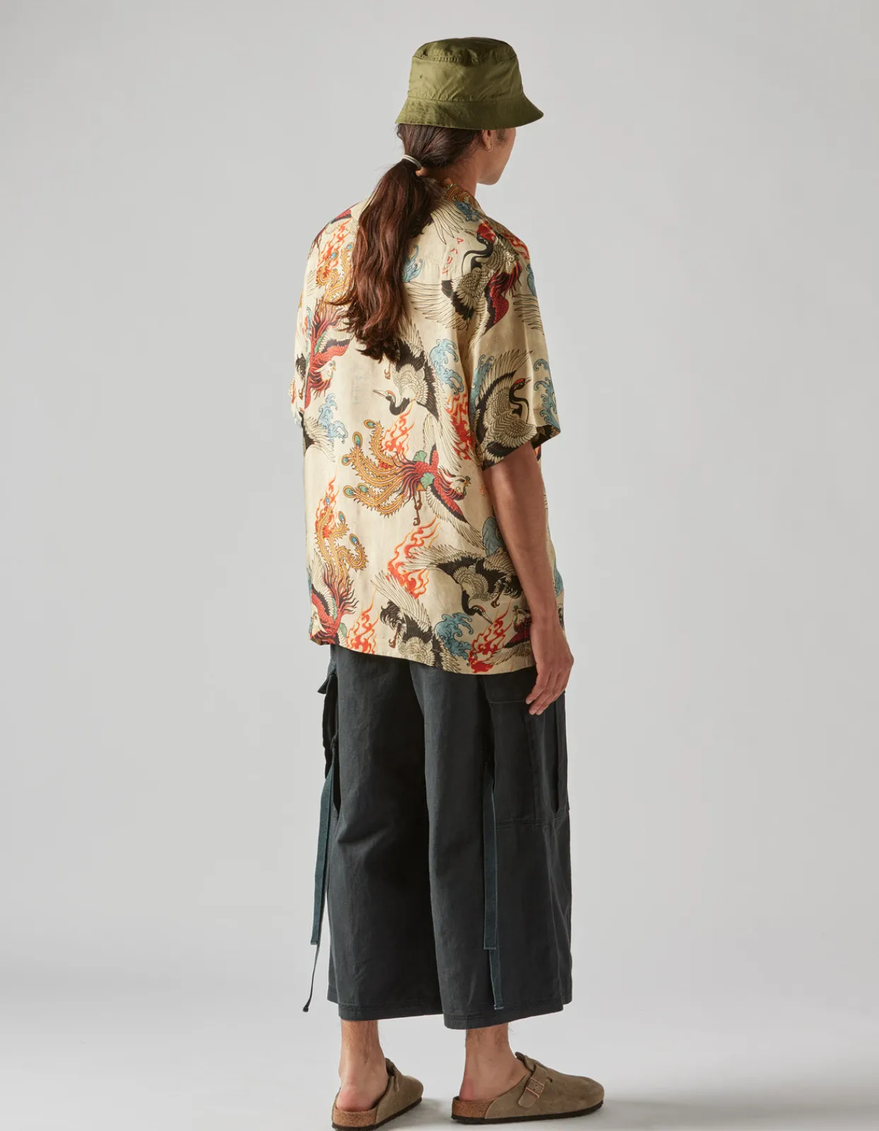 Shirts*Maharishi 4509 Peace Cranes Camp-Collar Shirt Ecru