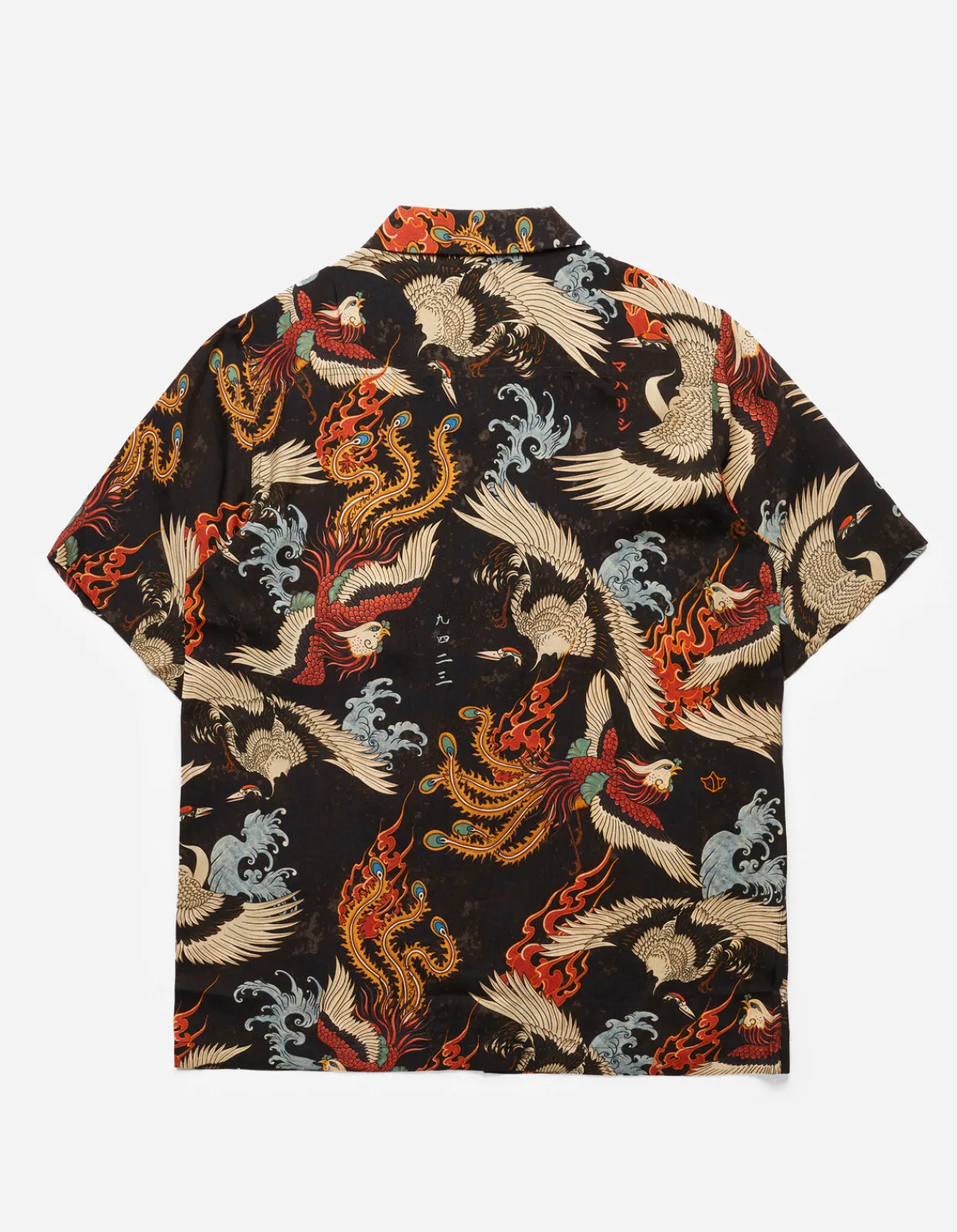 Shirts*Maharishi 4509 Peace Cranes Camp-Collar Shirt Black