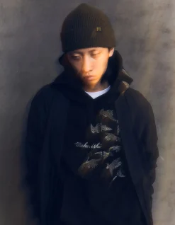 Hooded Sweats*Maharishi 4506 Peace Cranes Hooded Sweat Black
