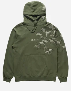 Hooded Sweats*Maharishi 4506 Peace Cranes Hooded Sweat Olive Og-107F