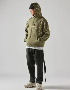 Hooded Sweats*Maharishi 4506 Peace Cranes Hooded Sweat Olive Og-107F