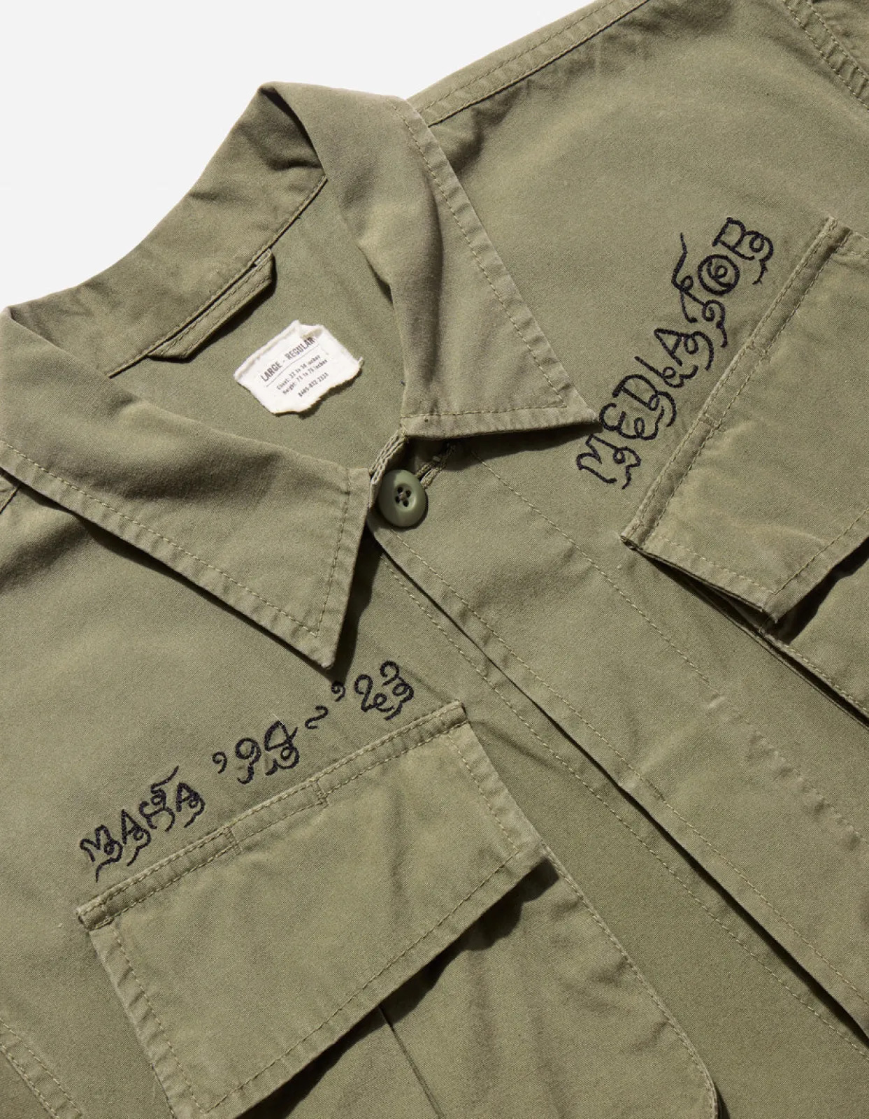 Shirts*Maharishi 4279 Sak Yant Embroidered Jungle Overshirt Olive Og-107F