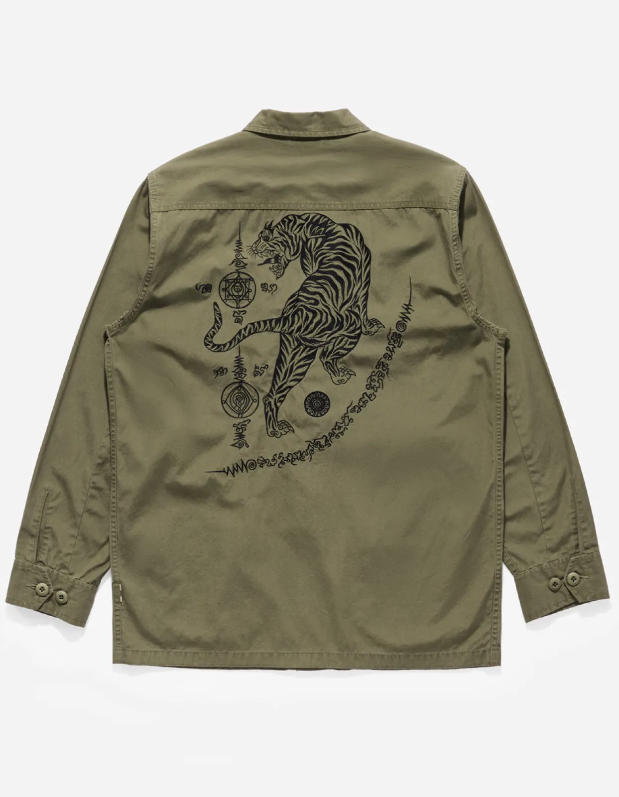 Shirts*Maharishi 4279 Sak Yant Embroidered Jungle Overshirt Olive Og-107F