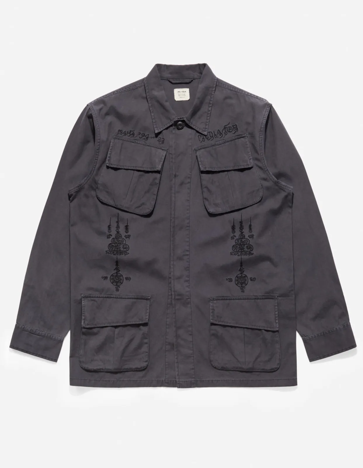 Shirts*Maharishi 4279 Sak Yant Embroidered Jungle Overshirt Black Blk-108F