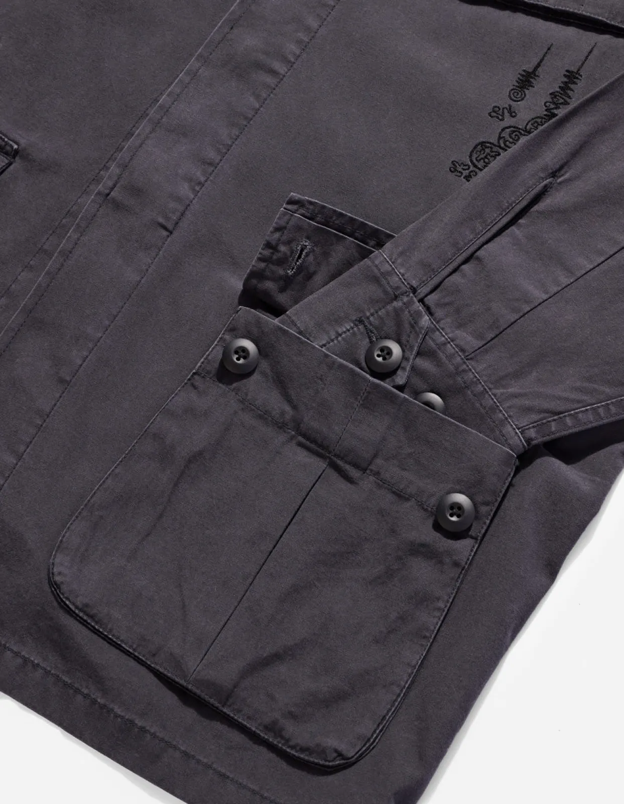 Shirts*Maharishi 4279 Sak Yant Embroidered Jungle Overshirt Black Blk-108F