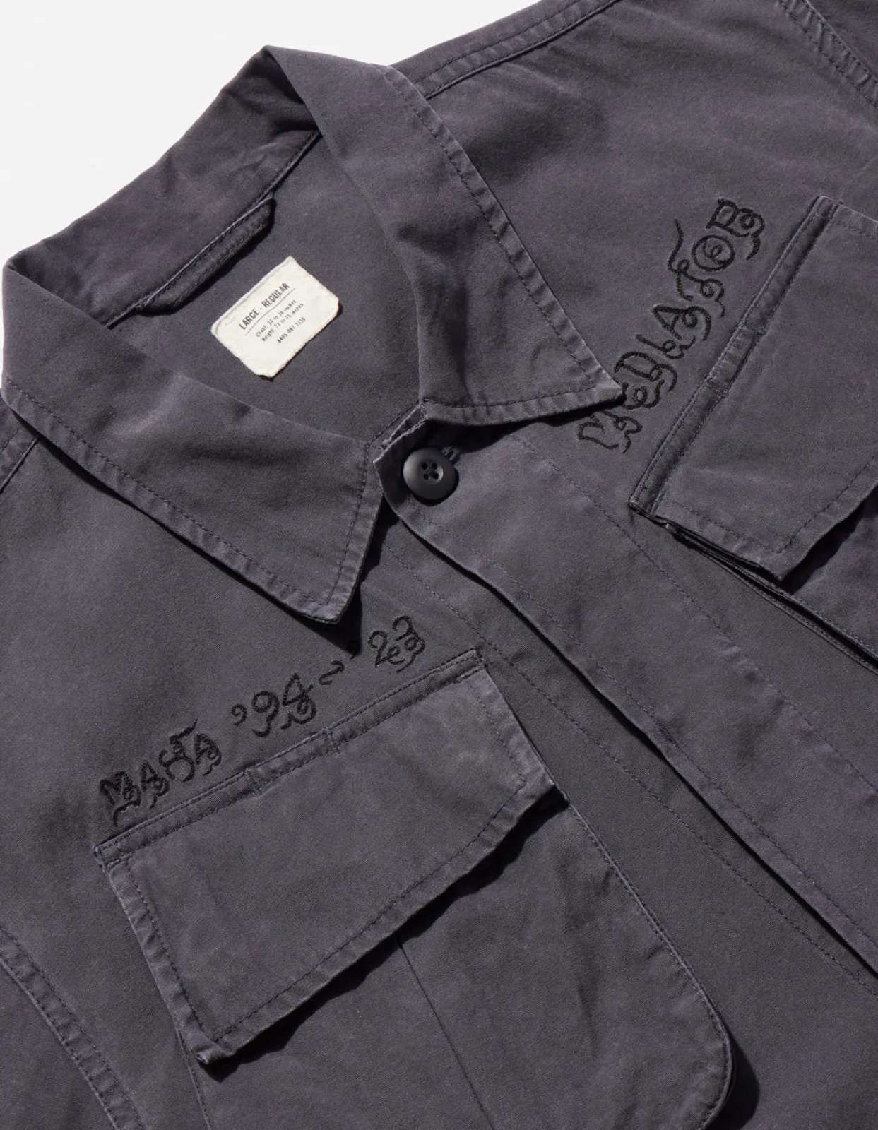 Shirts*Maharishi 4279 Sak Yant Embroidered Jungle Overshirt Black Blk-108F