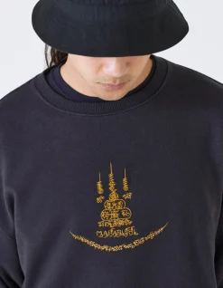 Crew Sweats*Maharishi 4281 Sak Yant Embroidered Organic Crew Sweat Navy