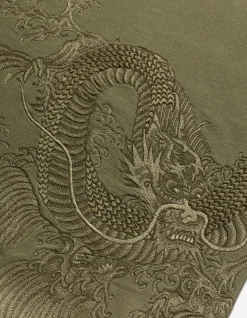 Crew Sweats*Maharishi 4242 Samurai Vs. Dragon Embroidered Crew Sweat Olive/Tonal