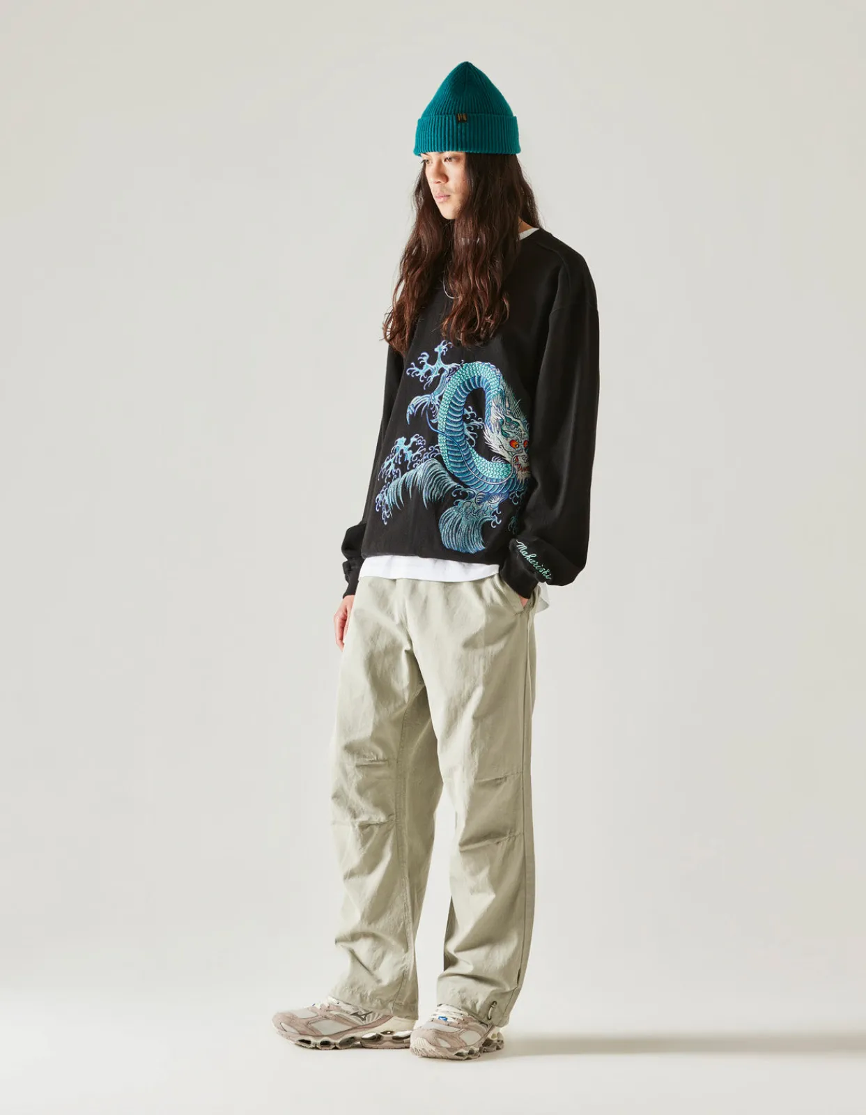 Crew Sweats*Maharishi 4242 Samurai Vs. Dragon Embroidered Crew Sweat Black