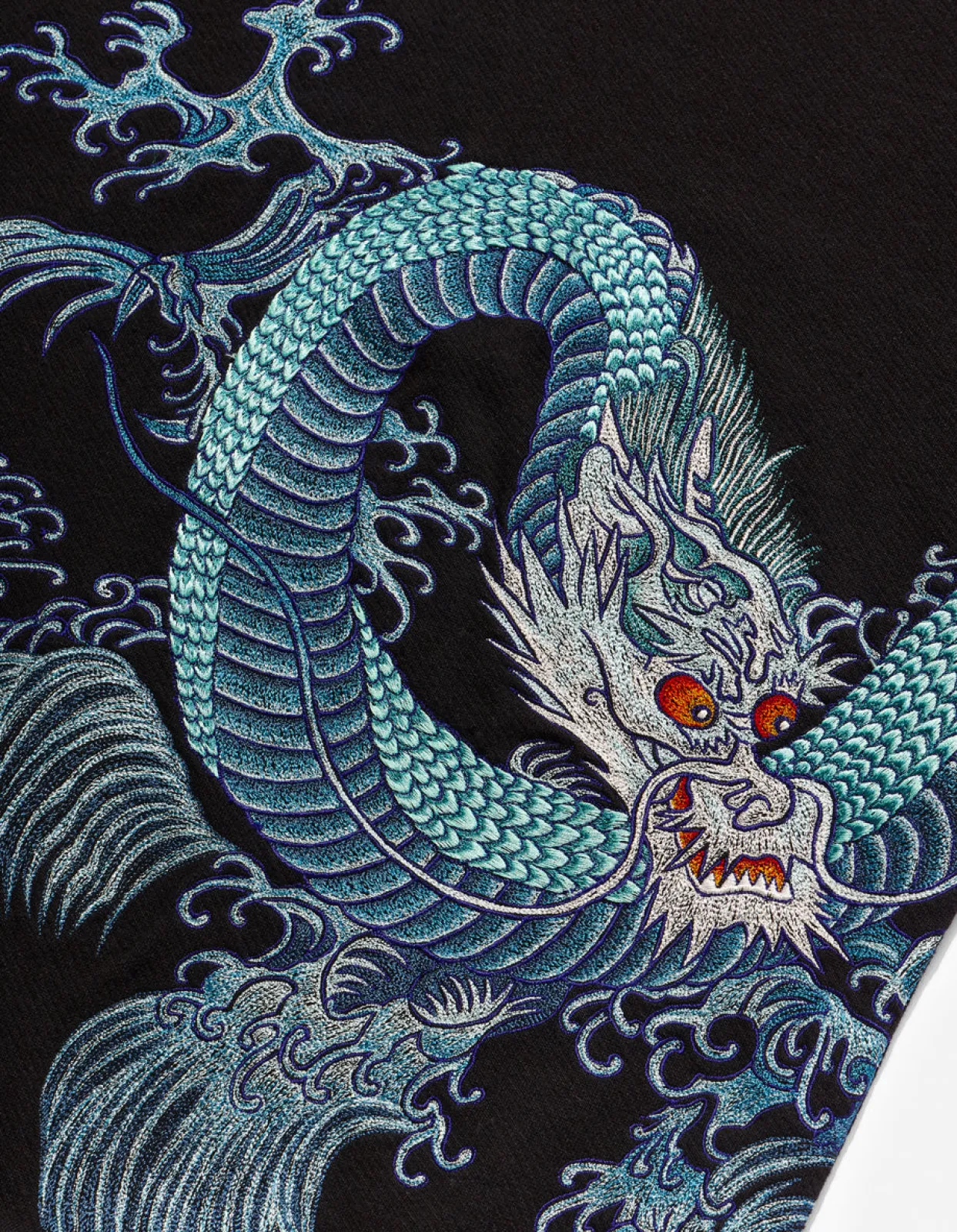 Crew Sweats*Maharishi 4242 Samurai Vs. Dragon Embroidered Crew Sweat Black