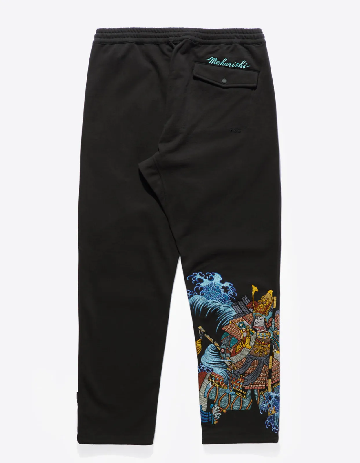 Sweatpants*Maharishi 4247 Samurai Vs. Dragon Embroidered Sweatpants Black