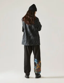 Sweatpants*Maharishi 4247 Samurai Vs. Dragon Embroidered Sweatpants Black